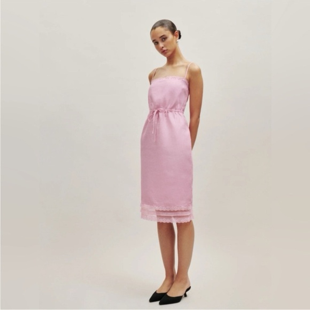 NWT Reformation Neena Linen Dress in Babygirl
